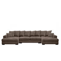 ECKSOFA mit Schlaffunktion und Bettkasten Couch U-form Gabon Stoff Zoom Braun - Braun, Holz (373/155cm) - Kaiser Möbel