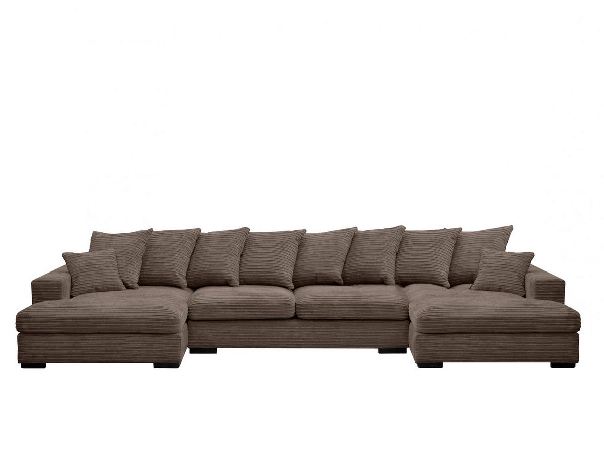 ECKSOFA mit Schlaffunktion und Bettkasten Couch U-form Gabon Stoff Zoom Braun - Braun, Holz (373/155cm) - Kaiser Möbel