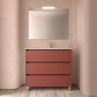 BADEZIMMERMÖBEL NOJA 1000 3 Schubladen RED SATIN + Waschtisch + Spiegel - Schwarz, Metall (45/81/100cm) - Salgar