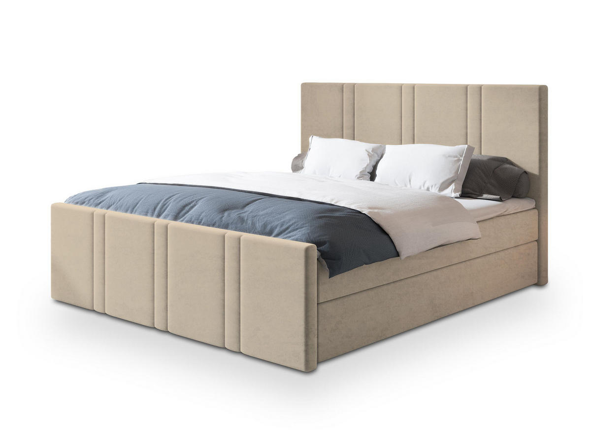 POSTEL BOXSPRING COMOZA 180x200 cm, s matrací a úložným prostorem, béžová - béžová, kompozitní dřevo/textil (180/200cm) - MASSENO