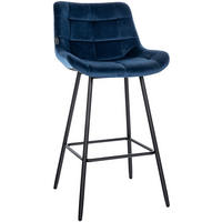 BARHOCKER Samt blau - Blau/Schwarz, Textil/Metall (49/104/56cm) - CLP