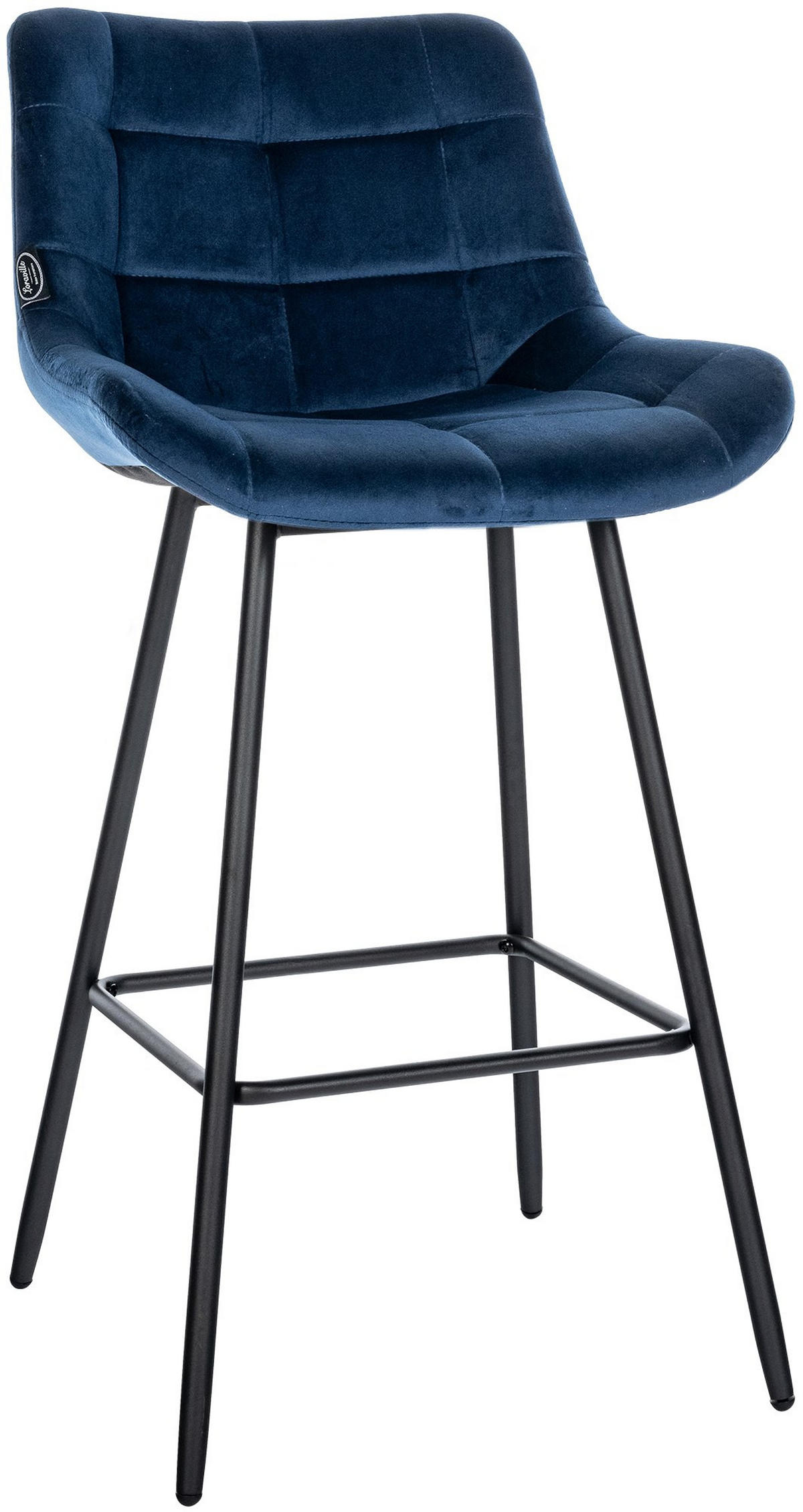 BARHOCKER Samt blau - Blau/Schwarz, Textil/Metall (49/104/56cm) - CLP