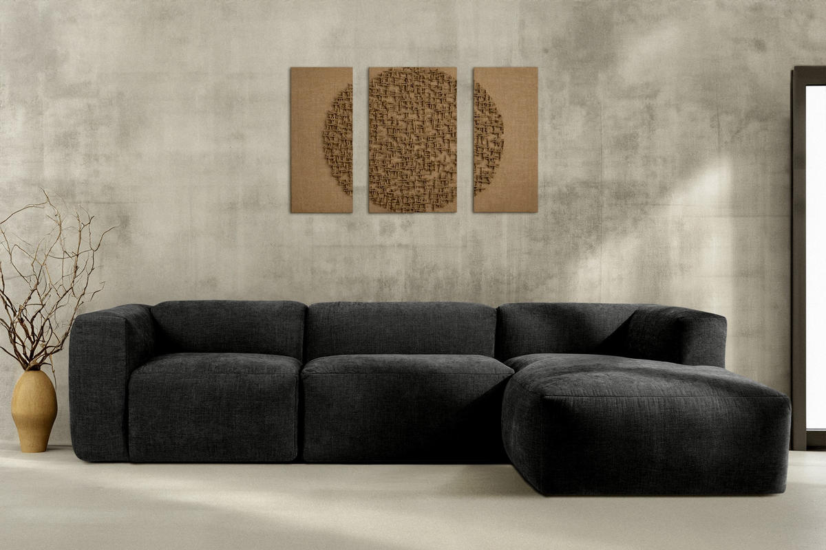 ECKMODULSOFA-RECHTS BUFFO mit extrem weicher und bequemer Sitzfläche, Gewebestoff, graphit - Graphitfarben, Textil (297/180cm) - KONSIMO®
