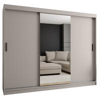 ŠATNÍ skříň s posuvnými dveřmi 200/250/62 3dveřová - černá/kašmírová, dřevo/plast (250/200/62cm)