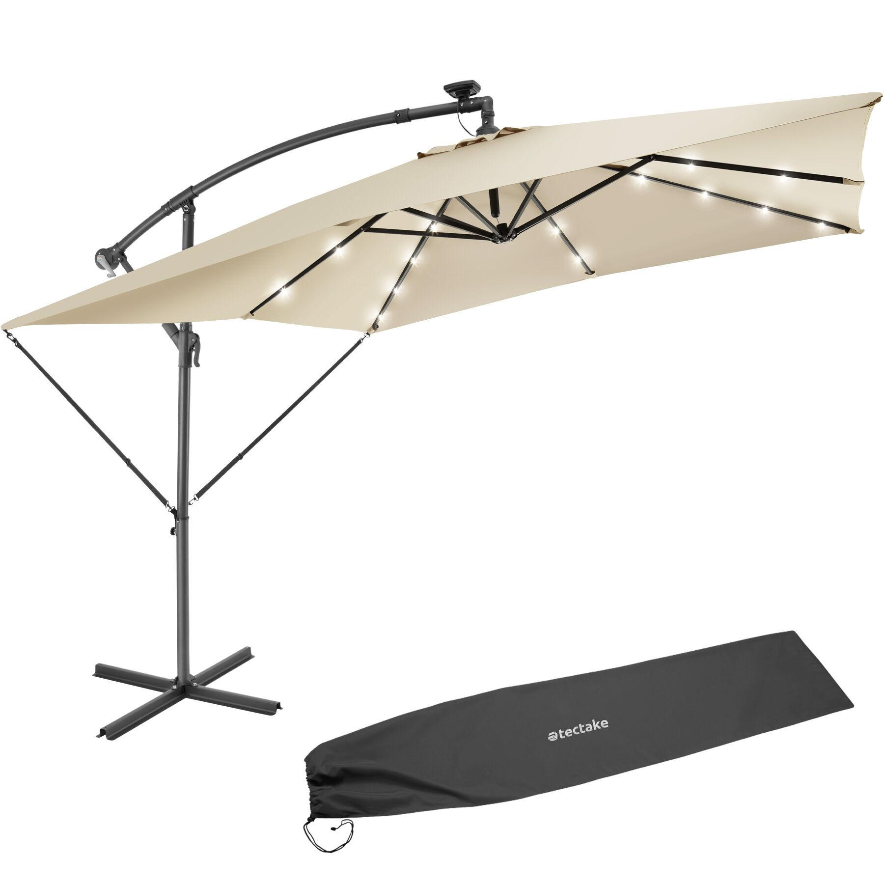 SONNENSCHIRM Sunna,wasserabweisend, inkl. Windsicherung und Schutzhülle,beige - Beige, Kunststoff (250/300cm) - tectake
