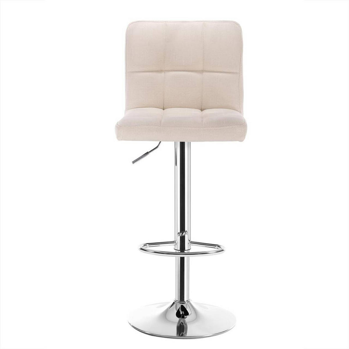 BARHOCKER drehbar, Leinen, Cremeweiß - Silberfarben/Creme, Textil/Metall (44/92/38.5cm) - Woltu