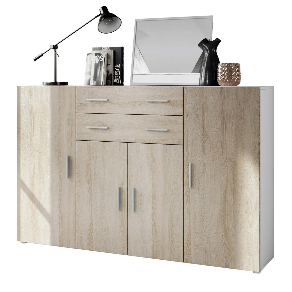 HIGHBOARD Aron Fronten in Eiche sägerau - Eiche San Remo, Holzwerkstoff (166.5/106.5/35cm) - Vladon
