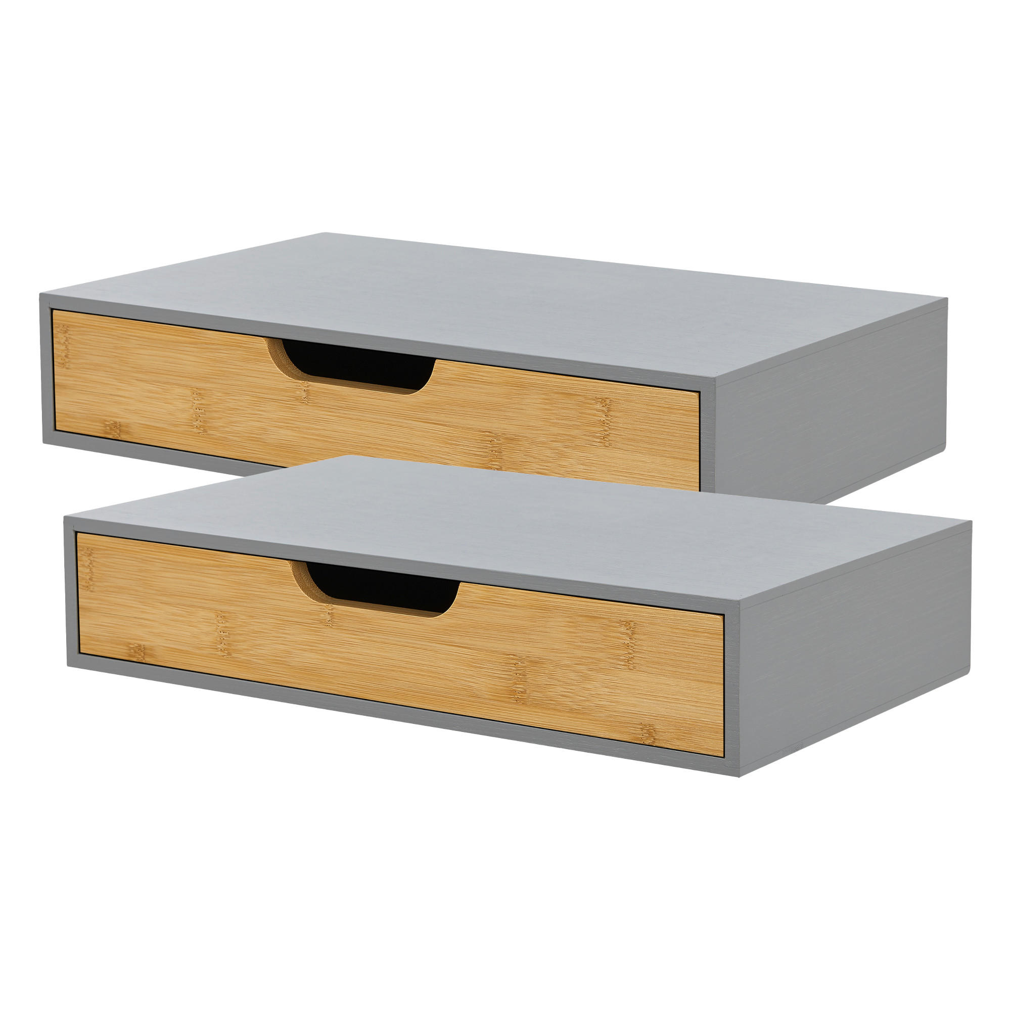 WANDREGAL-SET 2 TLG. Bokn - Grau, Holz (40/8/24cm) - [en.casa]