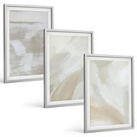 BILDER SET 3er Set - 40x60 cm Silberner Rahmen - Abstrakte Pinselstriche - Silberfarben, Kunststoff (40/60cm) - TULUP