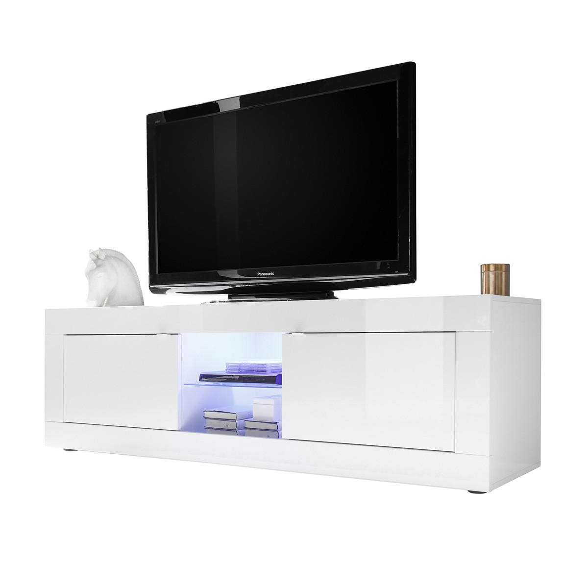 TV-MÖBEL 2 Türen ohne Beleuchtung L180 cm - Initial - Weiß, Holzwerkstoff (43/56/6.6cm) - Calicosy