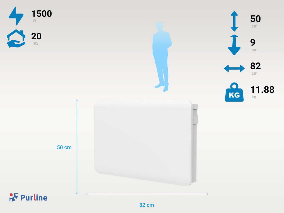 KERAMIK-HEIZUNG Weiß mit WiFi-Kontrolle 1500 W - Weiß, Keramik (82/50/9cm) - Purline