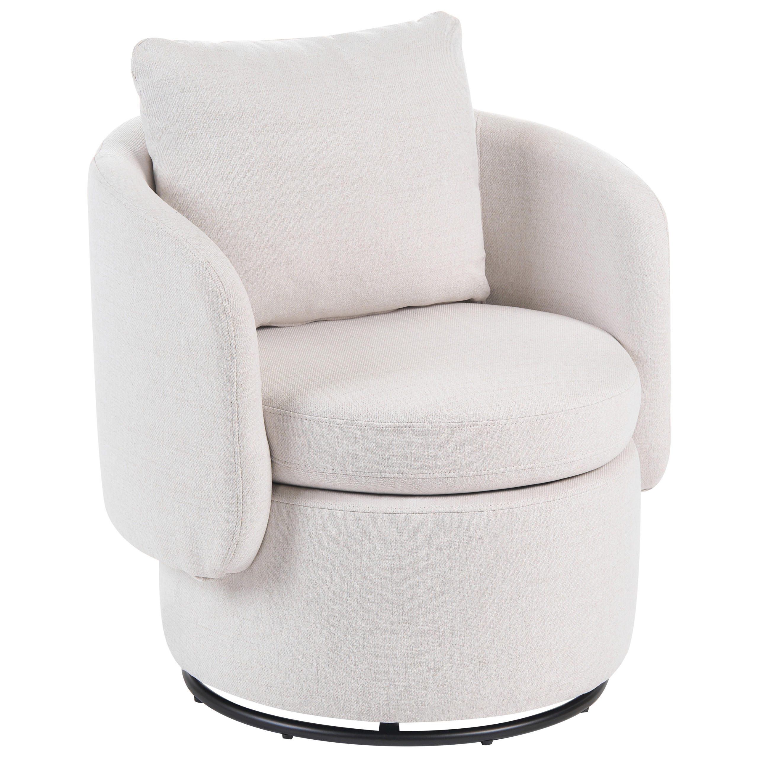 DREHSESSEL mit Stauraum Stoff Cremeweiß Horsens - Creme/Weiß, Textil (72/70/68cm) - Beliani