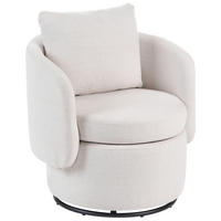 DREHSESSEL mit Stauraum Stoff Cremeweiß Horsens - Creme/Weiß, Textil (72/70/68cm) - Beliani