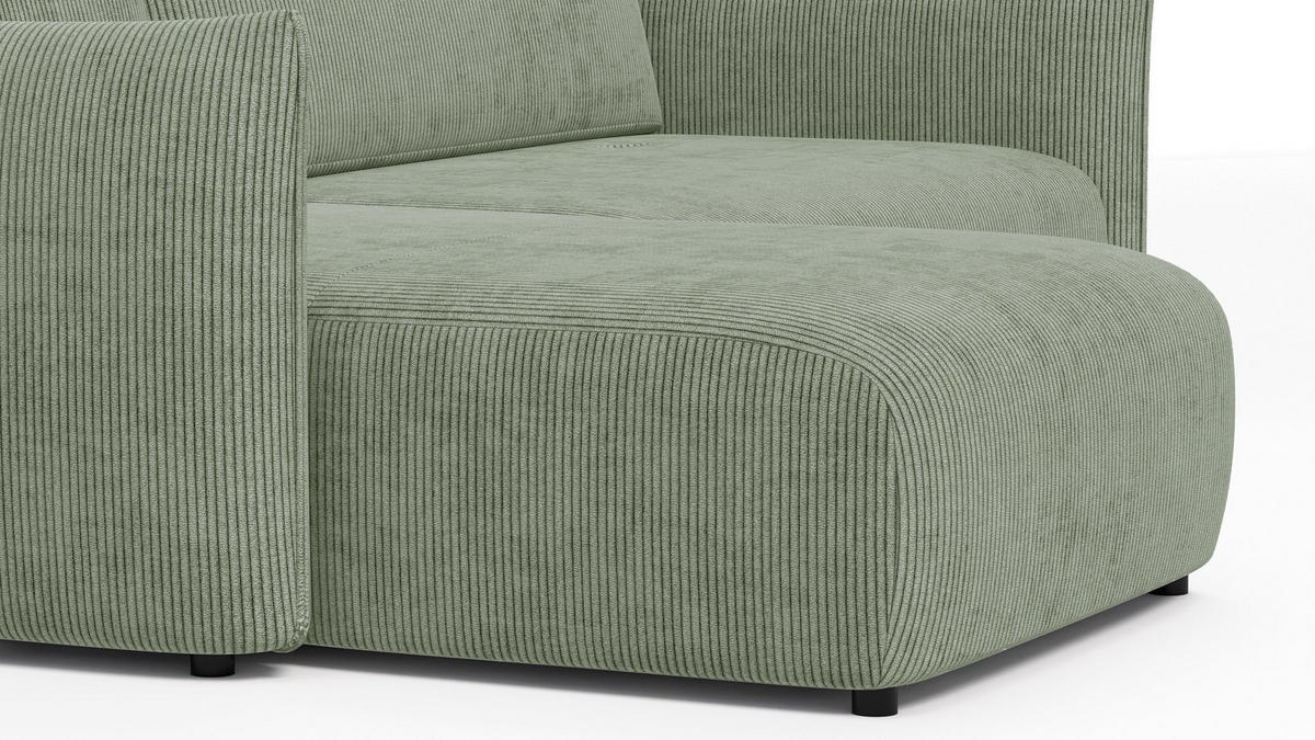 ECKSOFA TAUER 3-Sitzer rechts, mint - Schwarz/Grün, Holz/Textil (248/173cm) - Courtois Laville