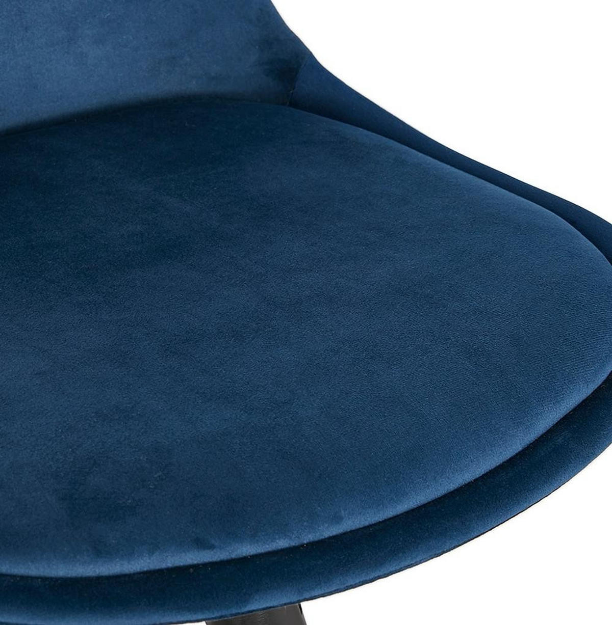 BARHOCKER Samt Holzbeine Sitzhöhe 75cm Eleganter Stil LURALI, Blau 41x41x97 cm - Blau/Schwarz, Buchenholz/Textil (41/97/41cm) - KADIMA DESIGN