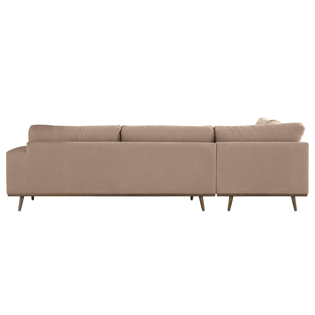 ECKSOFA mit Ottomane - Taupe/Eichefarben, Naturmaterialien/Eichenholz (287/219cm) - home24