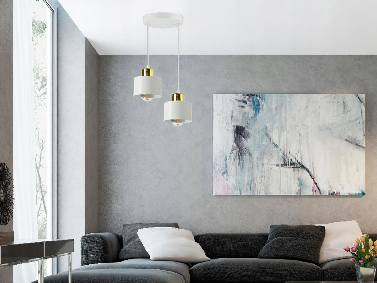 PENDELLEUCHTE Roller - Goldfarben/Weiß, Metall (20/20/70cm) - kiki design