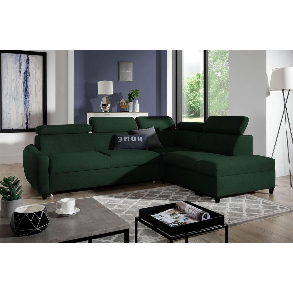 Thumbnail - Fun Möbel Ecksofa, Dunkelgrün, Textil, L-Form, 265x205 cm, Wohnzimmer, Sofas & Couches, Wohnlandschaften, Ecksofas