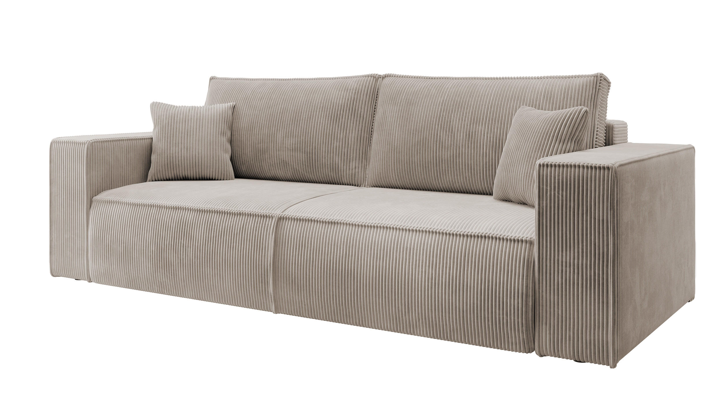 SCHLAFSOFA Farese Beige Cordbezug - Beige/Schwarz, Kunststoff/Textil (257/85/102cm) - Selsey