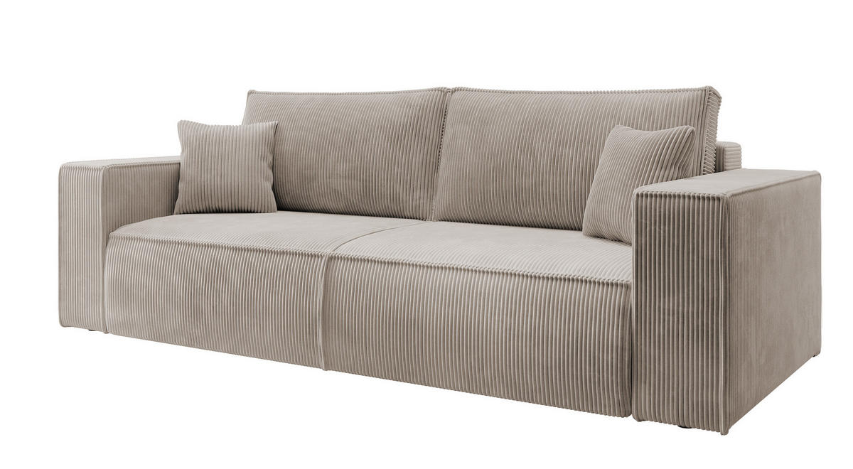 SCHLAFSOFA Farese Beige Cordbezug - Beige/Schwarz, Kunststoff/Textil (257/85/102cm) - Selsey