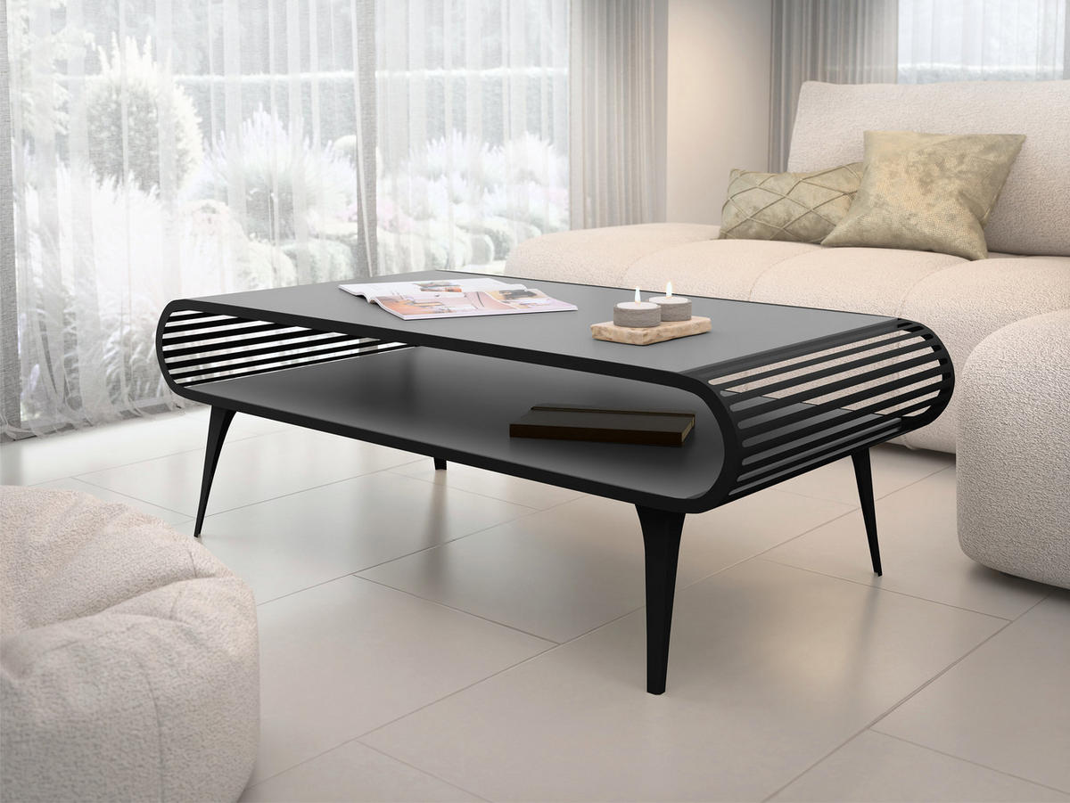 COUCHTISCH Aristo - Hellgrau/Schwarz, Holzwerkstoff/Metall (60/120/44cm) - MIRJAN24