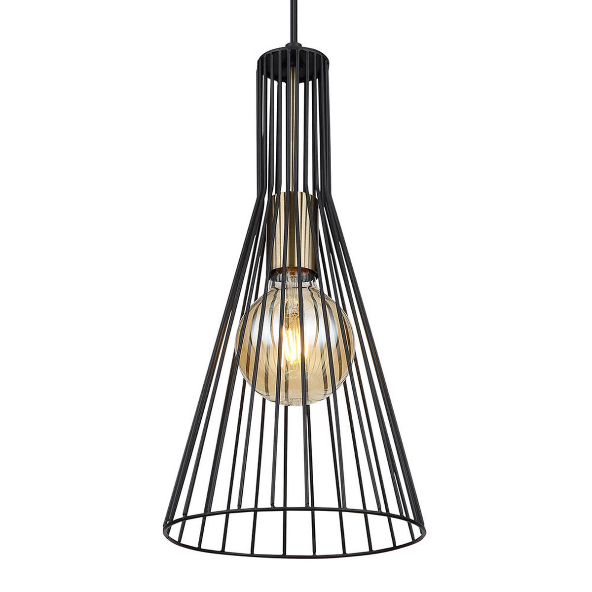 LED HÄNGELEUCHTE Metall Schwarz altmessing - Schwarz, Metall (20/20/120cm) - Globo Lighting