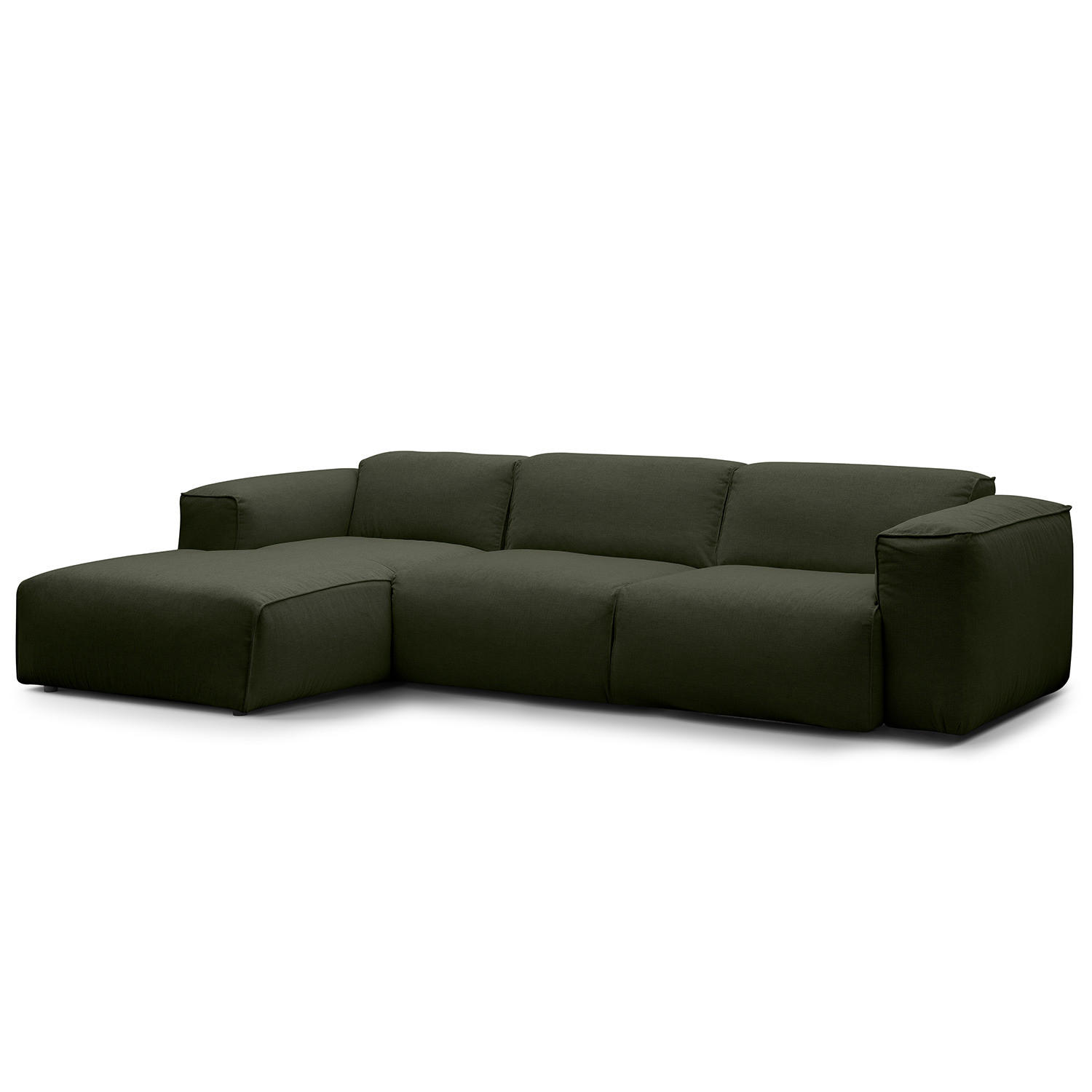 3-SITZER ECKSOFA mit Longchair - Schwarz/Grau, Textil (284/173cm) - home24