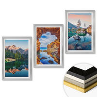 WANDBILDER 3er Set - 40x60 cm Silberner Rahmen - Spiegelungen der Felsen in Bergseen - Silberfarben, Kunststoff (40/60cm) - ArtPrintCave