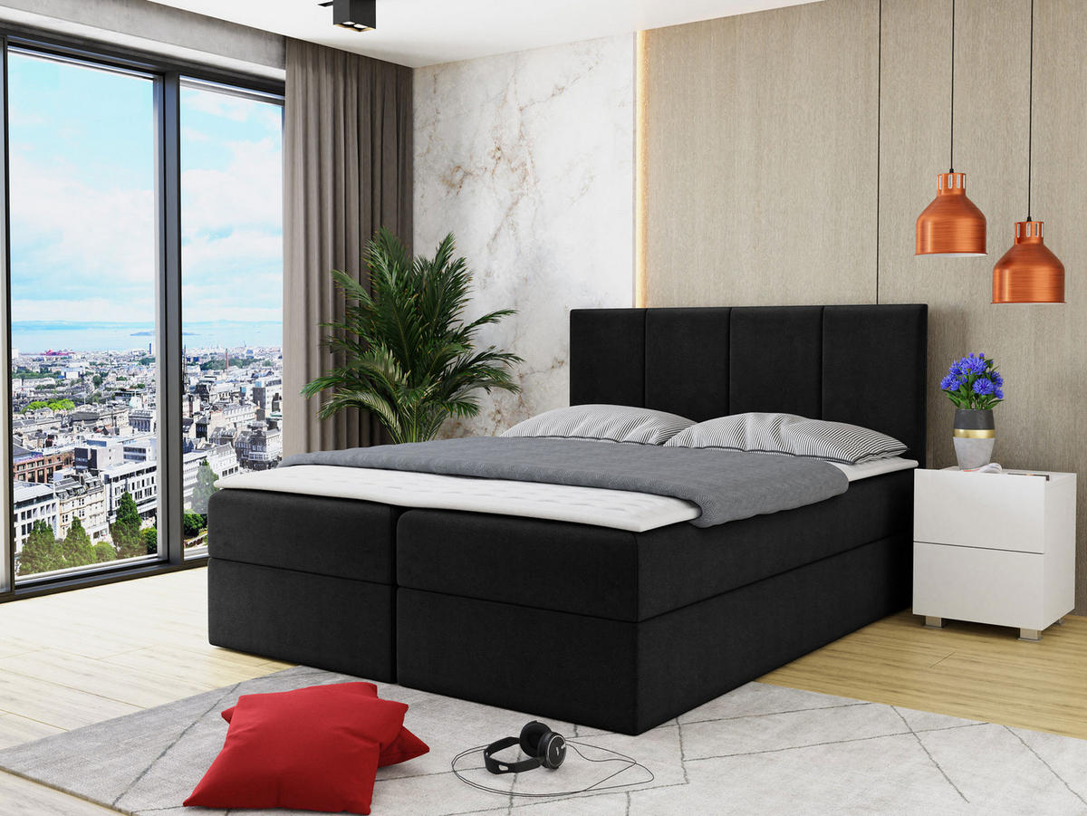 BOXBETT Rebos - Schwarz, Holz/Textil (160/200cm) - MIRJAN24
