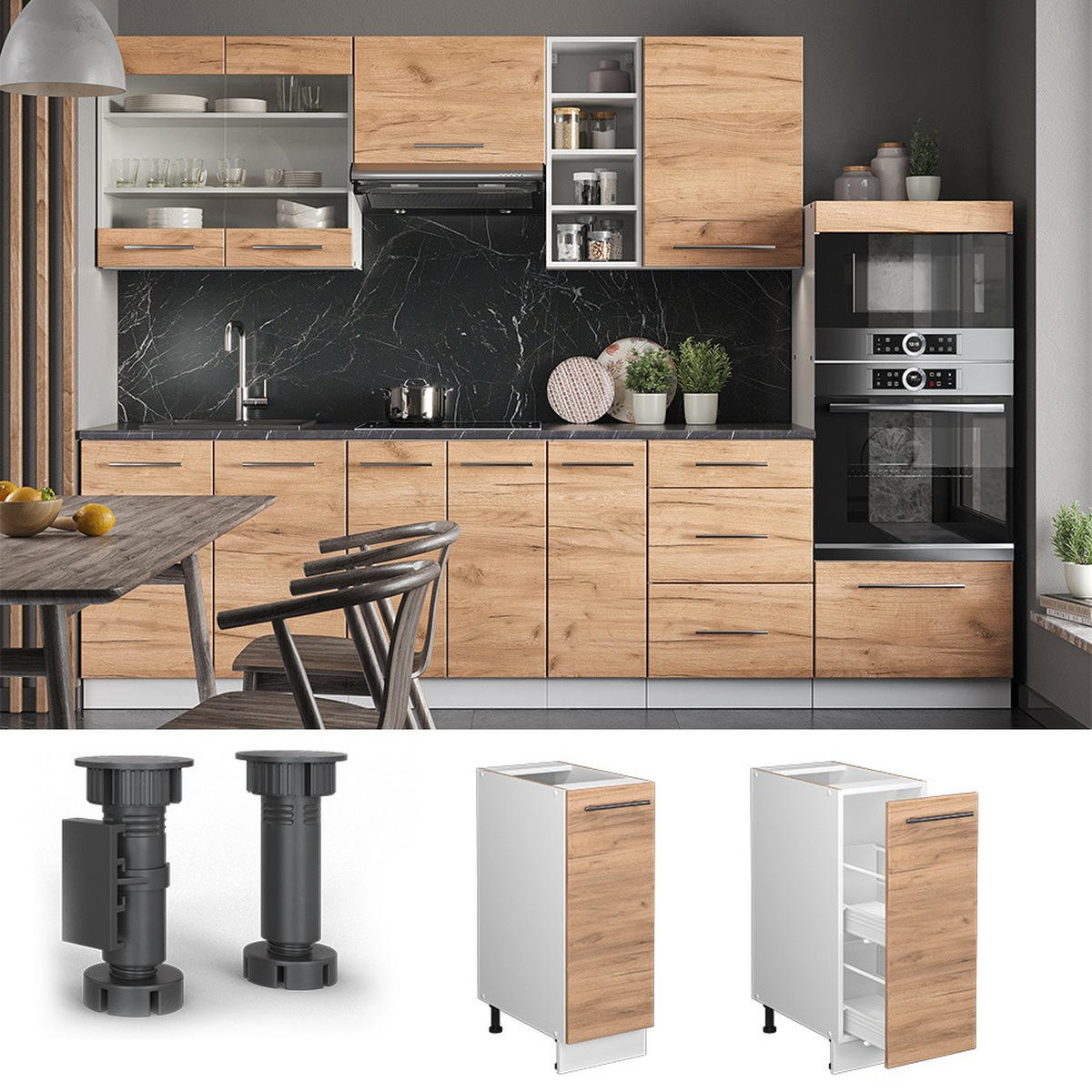 APOTHEKERSCHRANK Fame-Line Goldkraft Eiche 30 cm , AP Eiche - Honigeiche/Weiß, Holzwerkstoff (30/82/60cm) - Vicco