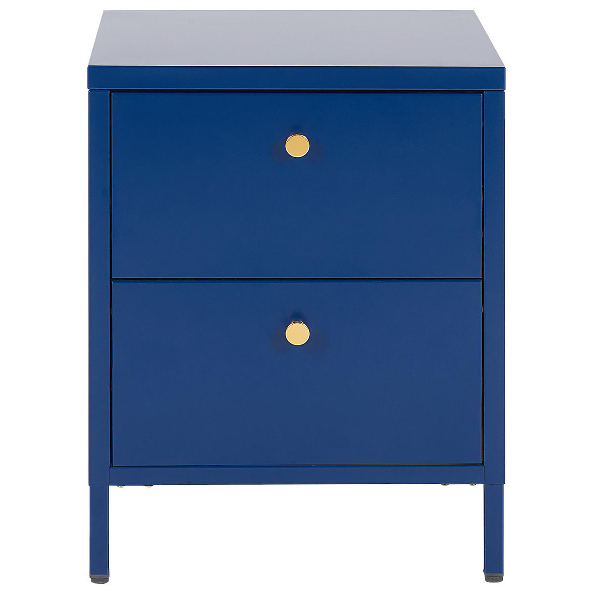 NACHTTISCH blau 2 Schubladen Kylea - Blau/Goldfarben, Metall (43/55/40cm) - Beliani