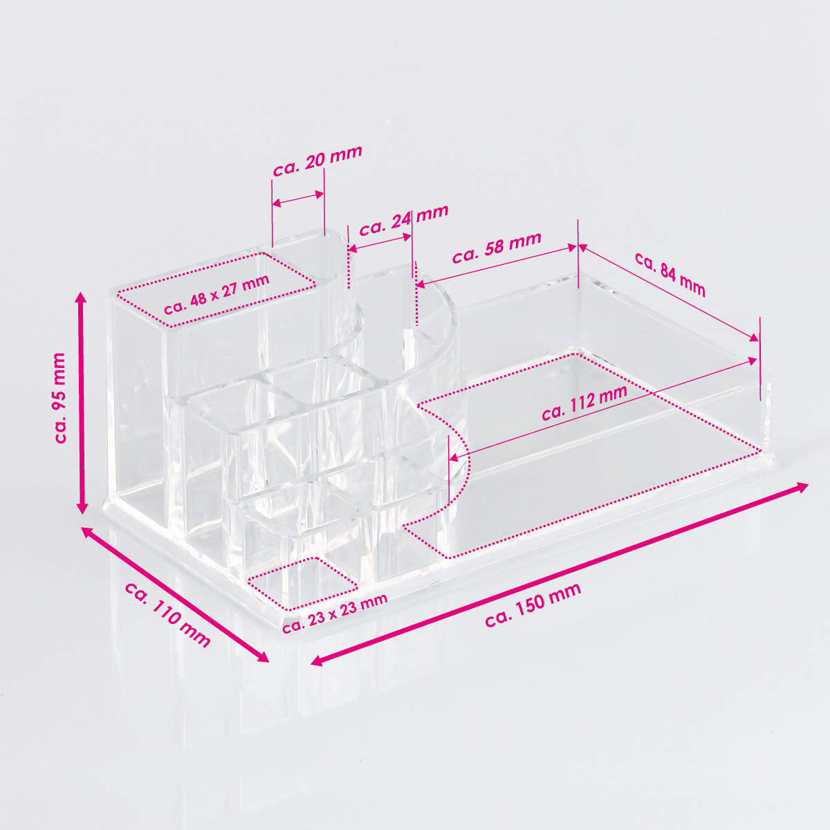 KOSMETIKORGANIZER, transparent - Transparent, Kunststoff (9.5/17.5/6.5cm) - bremermann