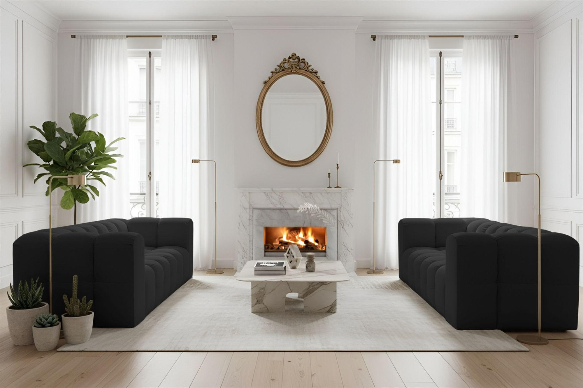 Thumbnail - Fun Möbel Sofaset, Schwarz, Textil, 230x75x106 cm, Wohnzimmer, Sofas & Couches, Sitzgarnituren