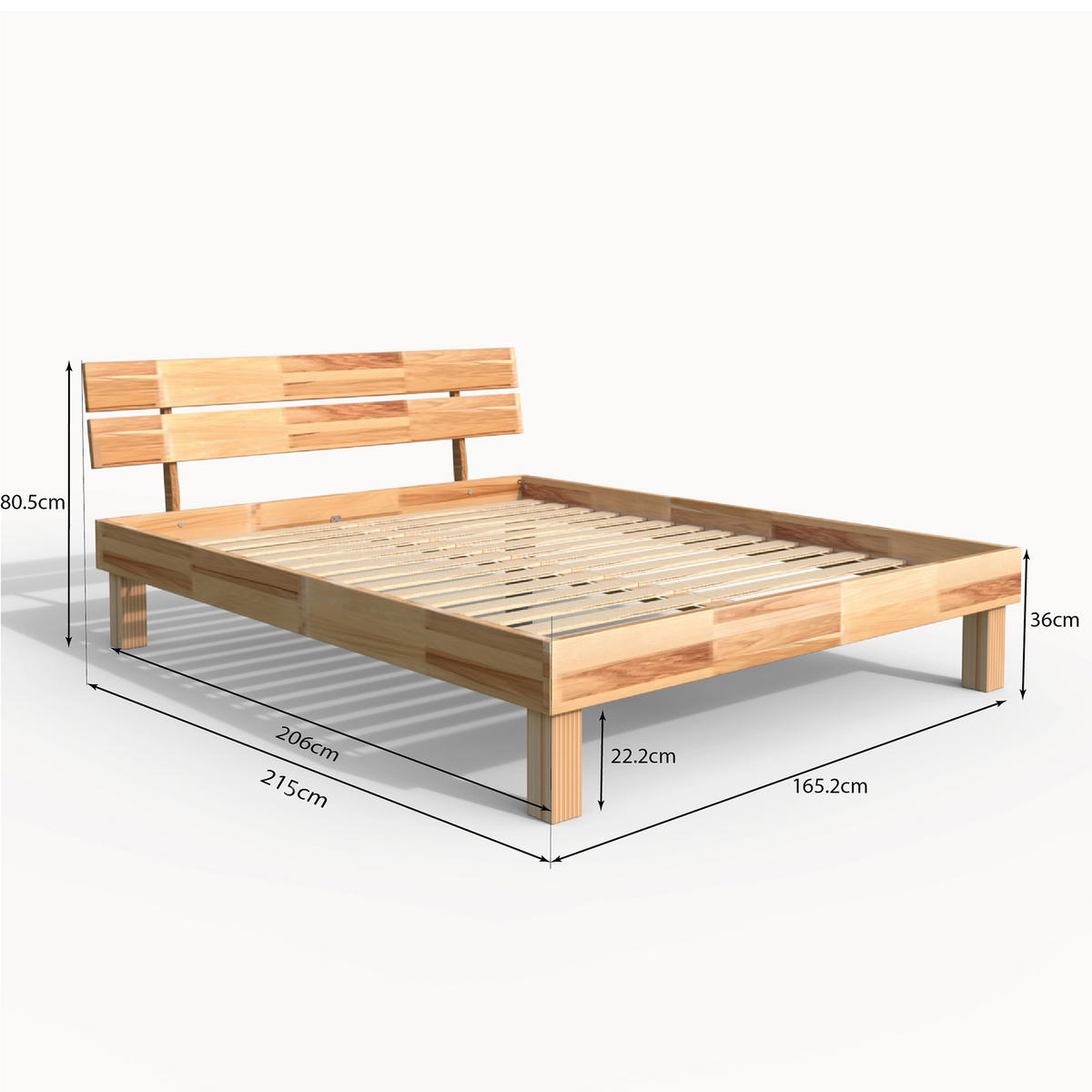MASSIVHOLTZBETT RIVA MIT LATTENROST/ BETT 160X200 - BUCHE MASSIV GEÖLT - Buchefarben, Holzwerkstoff (160/200cm) - Weber Industries