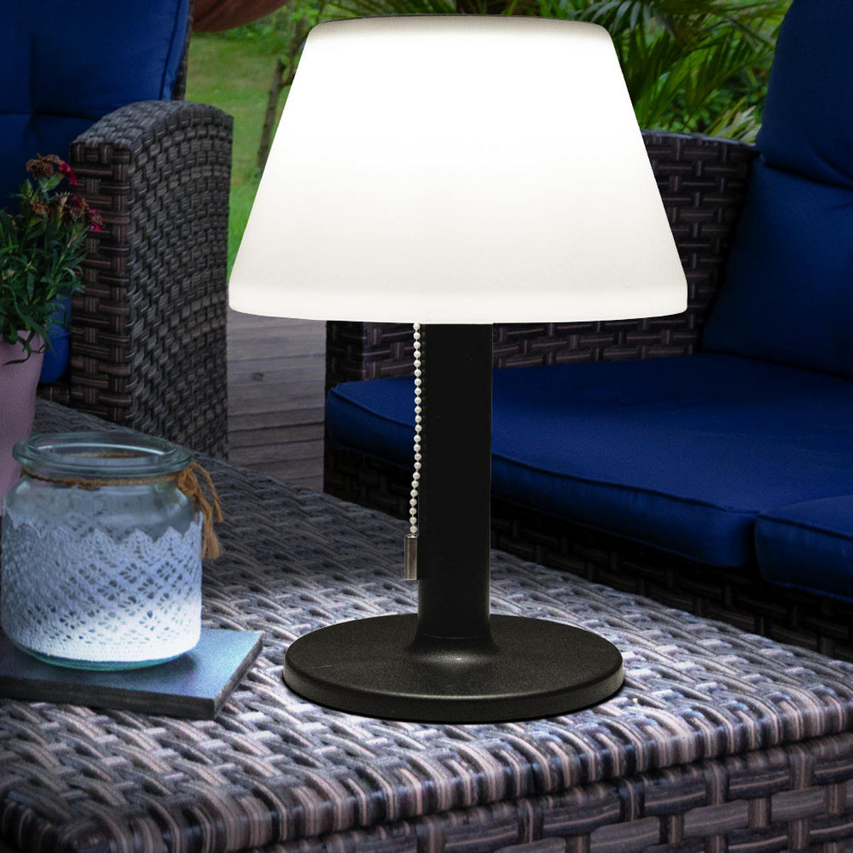 LED AUSSENLEUCHTE Solar Tischlampe Schwarz Weiß 2er Set - Schwarz, Metall (20/20/28cm)
