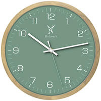 WANDUHR Holz Designer NAUMBURG Loft Wand Uhr, beige, grün - Beige/Mintgrün, Glas/Holz (30/30/4.2cm) - Holzwerk