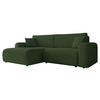 ECKSOFA Floryn L Cord - Schwarz/Grün, Holz/Kunststoff (245/145cm) - MIRJAN24