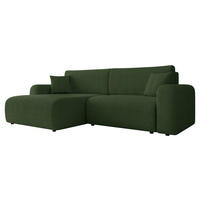 ECKSOFA Floryn L Cord - Schwarz/Grün, Holz/Kunststoff (245/145cm) - MIRJAN24