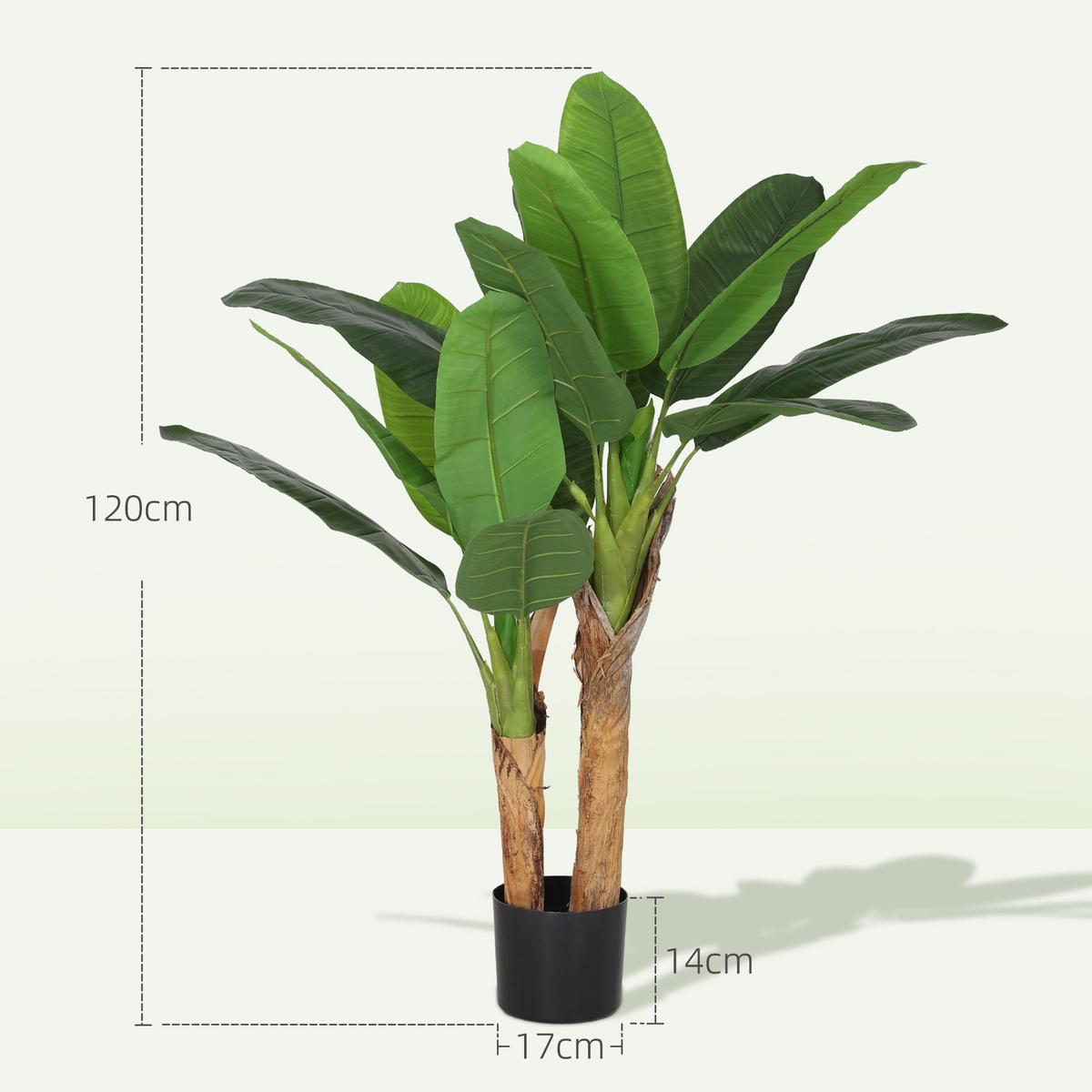 KÜNSTLICHER Bananenbaum 2er Set groß 120 cm Kunstpflanze - Grün, Kunststoff (120cm) - HOMCOM