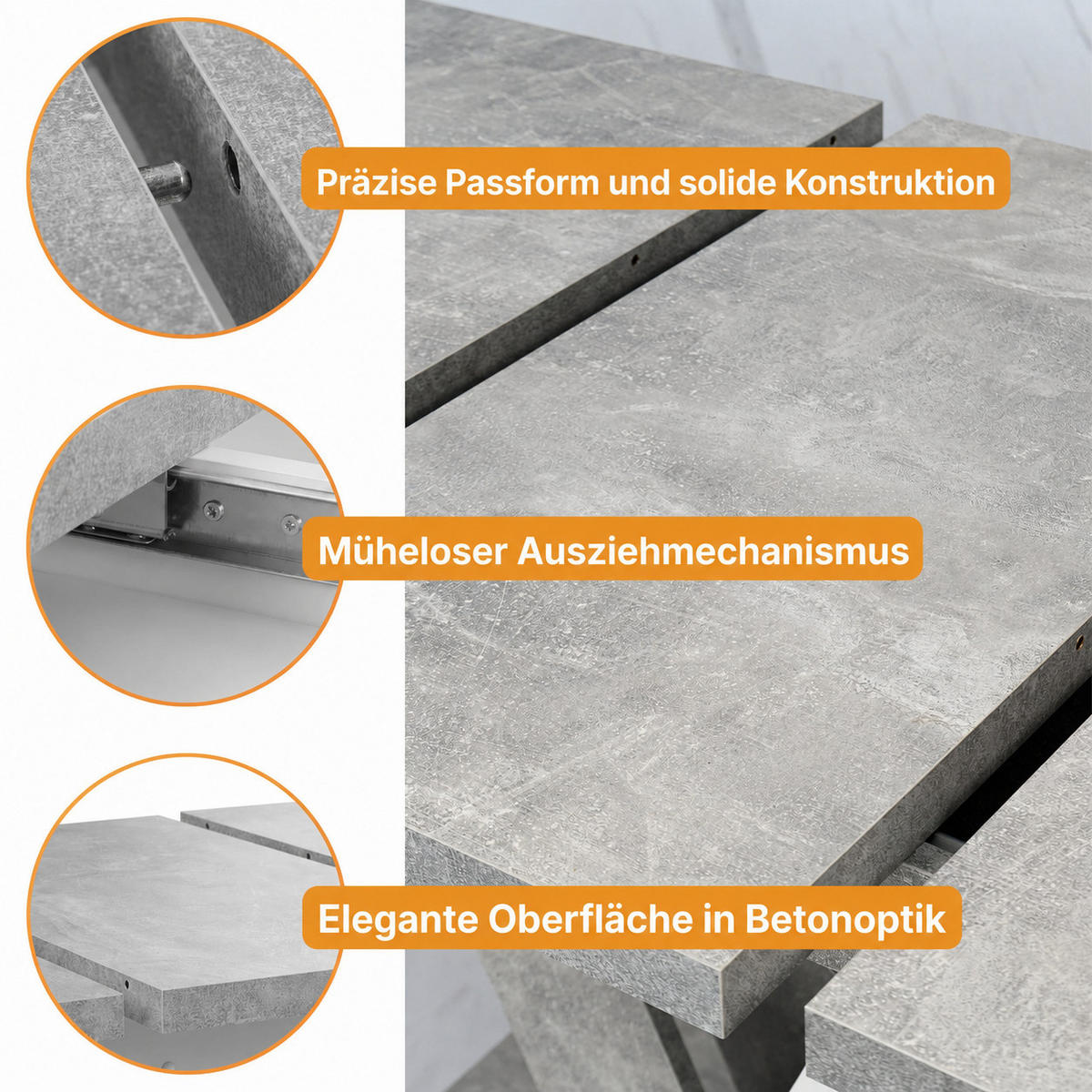 ESSTISCH Ausziehbar 120-160 cm Steingrau - Grau, Holzwerkstoff (160/80/75cm) - Home Collective