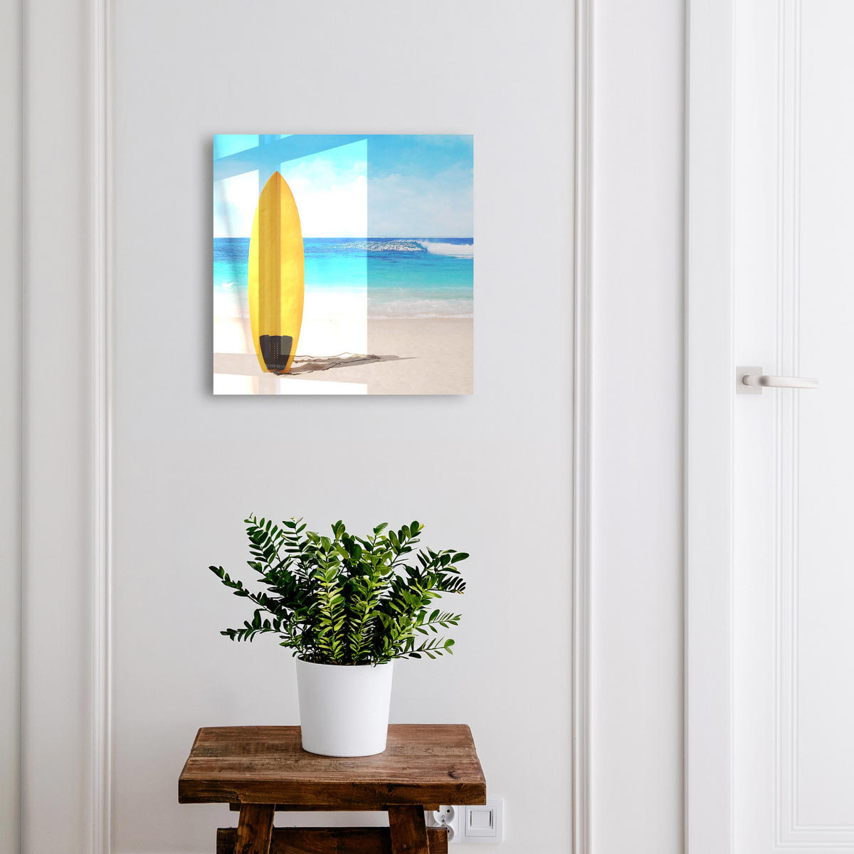SCHLÜSSELBOX Weiß 30x30 cm – Türöffnung nach rechts - Surfparadies - Gelb, Metall (30/30/5cm) - TULUP