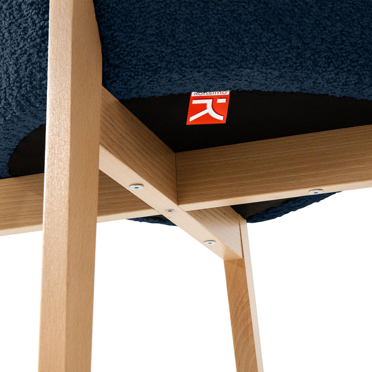 POLSTERSTUHL LONIS Esszimmerstühle 2er Set - Eichefarben/Dunkelblau, Holz/Textil (55/82/54cm) - KONSIMO®