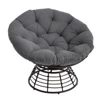 GARTEN-RELAXSESSEL Papasansessel, 360° drehbar,Rattan, Grau - Hellgrau, Metall (60/67/92cm) - LVHOM