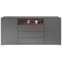 SIDEBOARD Skadu Bordeaux Hochglanz - Bordeaux, Holzwerkstoff (166.5/75.5/35cm) - Vladon