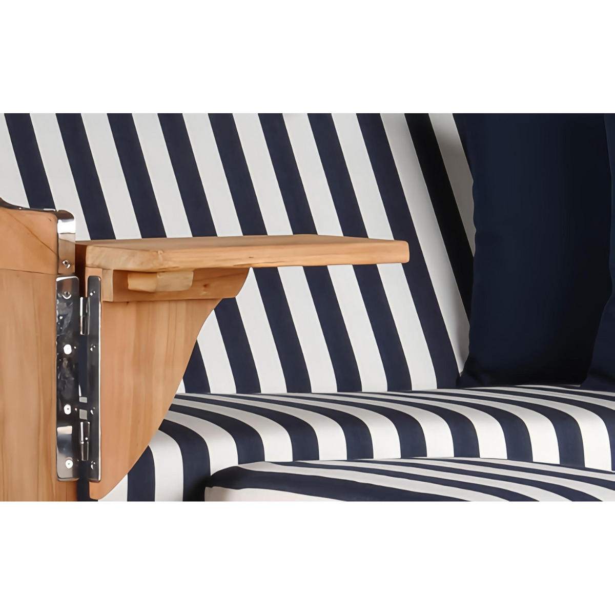 STRANDKORB Düne 2 Sitzer Teak PE Grey - Blau/Braun, Holz/Metall (125/170/80cm) - Mr. Deko