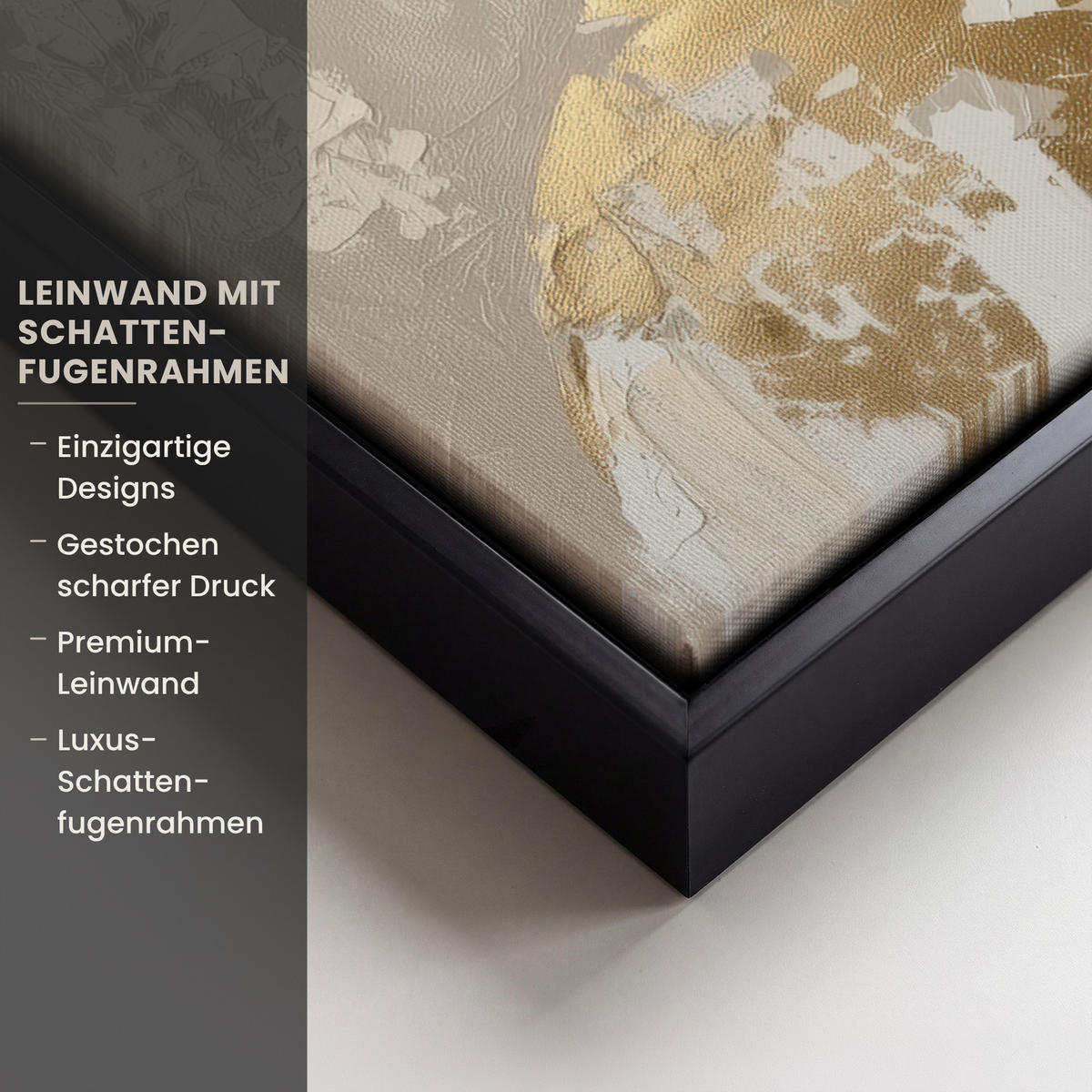 LEINWAND Bilder mit Rahmen - Gesicht - Frau - Blätter - Gold - 50x70 - Beige, Textil (50/70cm) - MuchoWow