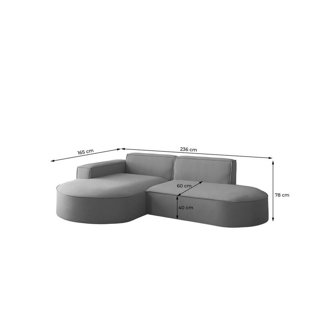 Thumbnail - Fun Möbel Ecksofa, Anthrazit, Textil, Ottomane rechts, 236x165 cm, Wohnzimmer, Sofas & Couches, Wohnlandschaften, Ecksof...