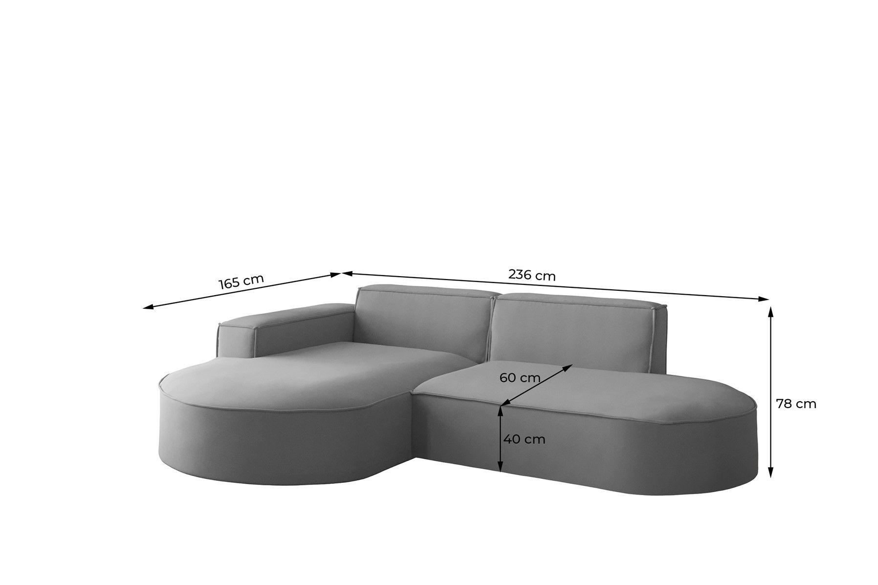 Thumbnail - Fun Möbel Ecksofa, Gelb, Textil, Ottomane links, 236x165 cm, Wohnzimmer, Sofas & Couches, Wohnlandschaften, Ecksofas