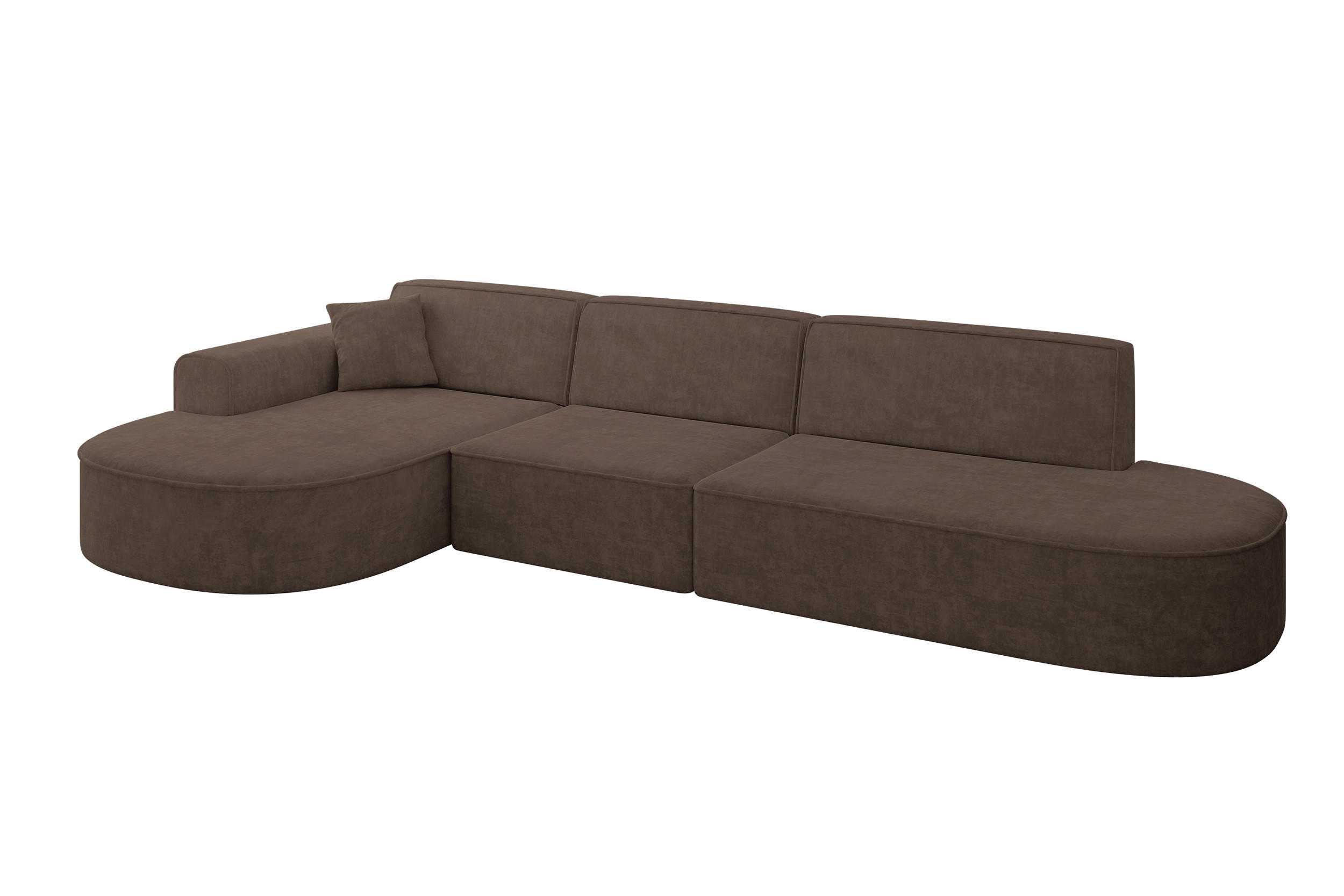 ECKSOFA Ottomane Links MARI-L2 - 328x171x79 cm Braun Velours - Schwarz/Braun, Holzwerkstoff/Kunststoff (328/171cm) - ALTDECOR