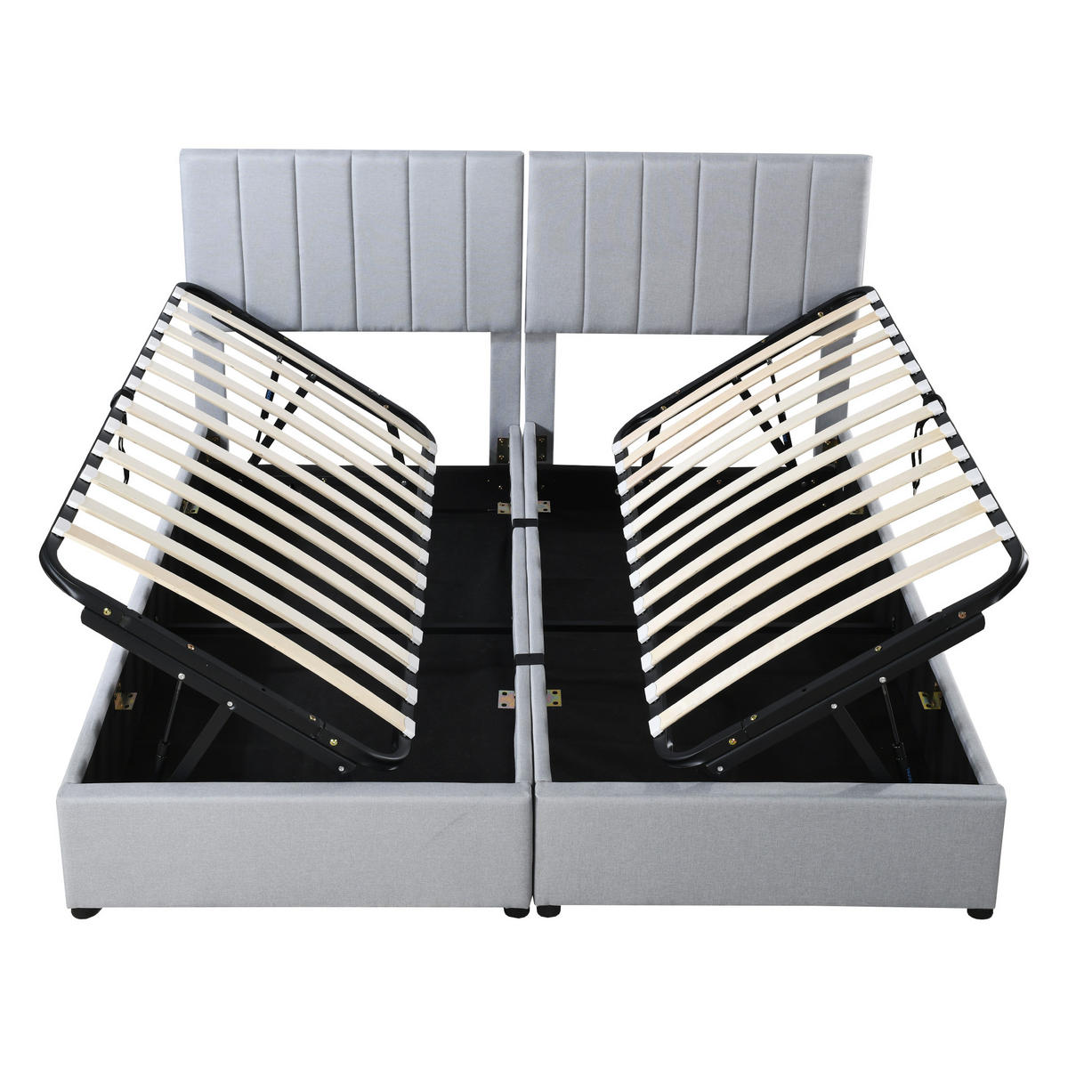 POLSTERBETT 180/200 cm grau hydraulisches Stauraumbett mit verstellbarem Kopfteil - Grau, Textil (180/200cm) - OKWISH